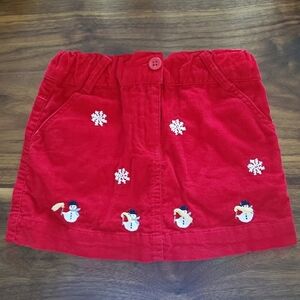 Jeanine Johnsen Red Corduroy Winter Snowman Skirt Adjustable Waist 2T